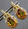 ESTATE LARGE 2.32CT DIAMOND & AAA CITRINE 14KT YELLOW GOLD OVAL HANGING EARRINGS