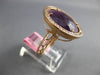 ESTATE LARGE 5.54CT DIAMOND & AAA AMETHYST 14K ROSE GOLD OPEN FILIGREE HALO RING