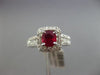ESTATE 1.52CT DIAMOND & AAA RUBY 14KT WHITE GOLD 3D HALO CLASSIC ENGAGEMENT RING