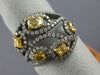 ESTATE LARGE 1.63CT WHITE & FANCY YELLOW DIAMOND 14KT BLACK GOLD FLOWER FUN RING