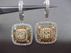 ESTATE LARGE 2.44CT WHITE & YELLOW DIAMOND 18KT TRI COLOR GOLD FILIGREE EARRINGS