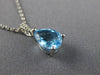 ESTATE 1.51CT DIAMOND & AAA BLUE TOPAZ 14K WHITE GOLD TEAR DROP FLOATING PENDANT