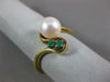 ESTATE .05CT AAA EMERALD & SOUTH SEA PEARL 14KT YELLOW GOLD 3D ANNIVERSARY RING