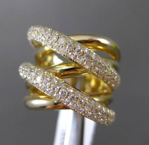 ESTATE LARGE 1.87CT DIAMOND 14KT YELLOW GOLD 3D MULTI ROW CROSS RING F/G VS/VVS