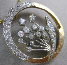 ANTIQUE LARGE 2.5CT OLD MINE CUT DIAMOND 14K TWO TONE GOLD FLOWER PENDANT #2490