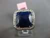 ESTATE LARGE 5.52CT DIAMOND & AAA SODALITE 14KT WHITE GOLD 3D OPEN FILIGREE RING