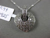 ESTATE .75CT DIAMOND 14K WHITE GOLD 3D PAVE CLASSIC HEART FLOATING HEART PENDANT