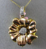 ESTATE EXTRA LARGE .40CT DIAMOND 14KT TWO TONE GOLD 3D FLOWER FLOATING PENDANT