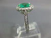 2.80CT DIAMOND & AAA EMERALD 18K WHITE GOLD 3D OVAL HALO CLASSIC ENGAGEMENT RING