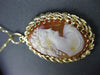 ANTIQUE 14KT YELLOW GOLD HAND CARVED LADY SHELL CAMEO PENDANT BEAUTIFUL! #22105
