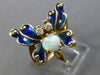 ESTATE LARGE .15CT DIAMOND OPAL & BLUE ENAMEL 14KT YELLOW GOLD 3D BUTTERFLY RING