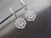 ESTATE LARGE 2.25CT DIAMOND 18KT WHITE GOLD 3D HEXAGON CLUSTER HANGING EARRINGS