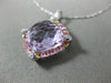ESTATE LARGE 6.79CT DIAMOND AAA PINK TOPAZ & AMETHYST 14KT WHITE GOLD 3D PENDANT
