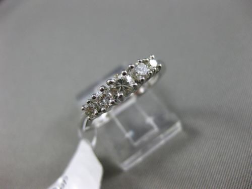 ESTATE .50CT ROUND DIAMOND 14KT WHITE GOLD 3D 5 STONE GRADUATING WEDDING RING