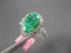 ESTATE 2.55CT DIAMOND & AAA EMERALD 18KT 2 TONE GOLD PEAR SHAPE ENGAGEMENT RING