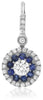 ESTATE 1.06CT DIAMOND & AAA SAPPHIRE 14KT WHITE GOLD 3D ROUND FLOWER EARRINGS