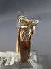 ESTATE WIDE .18CT ROUND CUT DIAMOND 14KT ROSE GOLD MULTI LEAF ANNIVERSARY RING