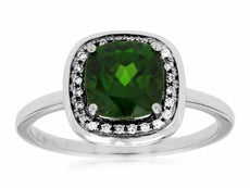 1.49CT DIAMOND & AAA RUSSALITE 14KT WHITE GOLD CUSHION HALO ENGAGEMENT RING