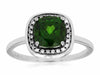 1.49CT DIAMOND & AAA RUSSALITE 14KT WHITE GOLD CUSHION HALO ENGAGEMENT RING