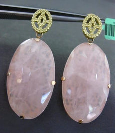 ESTATE LARGE .50CT TOPAZ & AVENTURINE 18KT YELLOW & ROSE GOLD HANGING EARRINGS