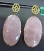 ESTATE LARGE .50CT TOPAZ & AVENTURINE 18KT YELLOW & ROSE GOLD HANGING EARRINGS