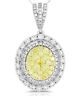 ESTATE LARGE 1.92CT WHITE & FANCY YELLOW DIAMOND 14KT WHITE GOLD FLOWER PENDANT