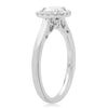 ESTATE .19CT ROUND CUT DIAMOND 14KT WHITE GOLD 3D SOLITAIRE HALO ENGAGEMENT RING