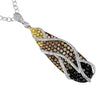 ESTATE LARGE 4.33CT MULTI COLOR DIAMOND 14KT WHITE GOLD 3D TEAR DROP FUN PENDANT