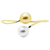 ESTATE WHITE & GOLDEN SOUTH SEA PEARL 18KT YELLOW GOLD TWO STONE BANGLE BRACELET
