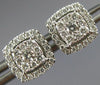 ESTATE .50CT DIAMOND 14K WHITE GOLD 3D CLUSTER SQUARE HALO CLASSIC STUD EARRINGS