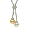 ESTATE .42CT DIAMOND AAA SOUTH SEA & GOLDEN PEARL 18K WHITE GOLD LARIAT NECKLACE