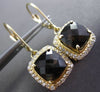 ESTATE LARGE 4.36CTW DIAMOND & AAA SMOKY TOPAZ 14K YELLOW GOLD HANGING EARRINGS