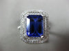 ESTATE LARGE 5.14CT DIAMOND & AAA TANZANITE 14KT WHITE GOLD HALO ENGAGEMENT RING