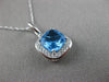 ESTATE 1.88CT DIAMOND & AAA BLUE TOPAZ 14KT WHITE GOLD 3D SQUARE HALO PENDANT