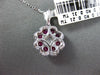 ESTATE 2.4CT DIAMOND & AAA RUBY 18K WHITE GOLD SOLITAIRE FLOWER FLOATING PENDANT