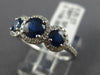ESTATE 1.55CT DIAMOND & AAA SAPPHIRE 14K WHITE GOLD THREE STONE ANNIVERSARY RING