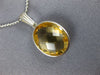 ESTATE 6.0CT AAA CITRINE 14K WHITE GOLD 3D OVAL CLASSIC BEZEL PENDANT WITH CHAIN