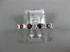 ESTATE .60CT DIAMOND & AAA RUBY 18KT WHITE GOLD SEMI ETERNITY ANNIVERSARY RING
