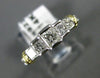 ESTATE .90CT PRINCESS CUT DIAMOND  14K 2 TONE GOLD PYRAMID ENGAGEMENT RING #9222