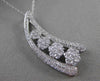 ESTATE 1CT DIAMOND 14KT WHITE GOLD GRADUATING FLOWER 3D JOURNEY FLOATING PENDANT