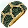 ESTATE 1.10CT WHITE & GREEN DIAMOND 14KT YELLOW GOLD MULTI ROW ANNIVERSARY RING
