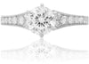 ESTATE .3CT DIAMOND 14K WHITE GOLD SOLITAIRE GRADUATING MILGRAIN ENGAGEMENT RING