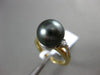 ESTATE LARGE .05CT DIAMOND 18KT TWO TONE GOLD TAHITIAN PEARL 3D SOLITAIRE RING