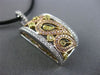 LARGE .62CT WHITE PINK & YELLOW DIAMOND 18KT WHITE & ROSE GOLD FILIGREE PENDANT