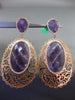 ESTATE LARGE 2.70CT DIAMOND AMETHYST 18K WHITE & ROSE GOLD HALO CLIP ON EARRINGS