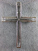 ESTATE LARGE .37CT DIAMOND 18KT WHITE GOLD 3D ETOILE PAVE CROSS FLOATING PENDANT