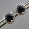 ESTATE 1.42CT DIAMOND & SAPPHIRE 14K WHITE GOLD ROUND HALO CLASSIC STUD EARRINGS