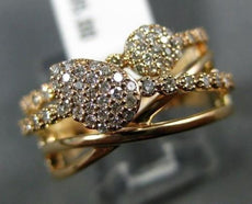 ESTATE WIDE .45CT DIAMOND 14KT ROSE GOLD 3D PAVE CRISS CROSS TEAR DROP LOVE RING