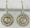 .27CT DIAMOND 14K WHITE GOLD 3D CLUSTER ROPE CIRCULAR LEVERBACK HANGING EARRINGS