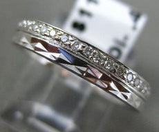 ANTIQUE .43CT DIAMOND 18KT WHITE GOLD 3D FILIGREE ETERNITY WEDDING RING #6278
